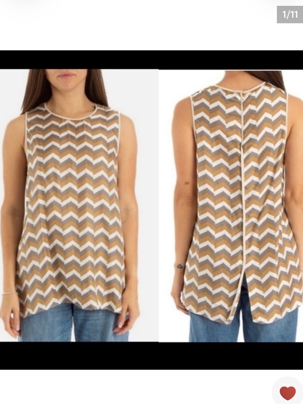 RAG & BONE Aster tank 100% silk chevron print sleeveless blouse tank Medium